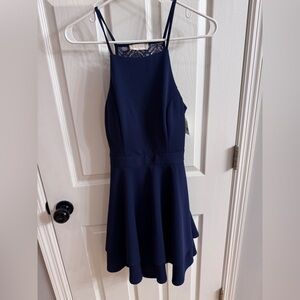 Altar'd State Navy Dress with Lace Accents